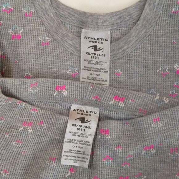 athletic works thermal waffle knit matching base layer pajamas set size XS girls - Picture 4 of 7